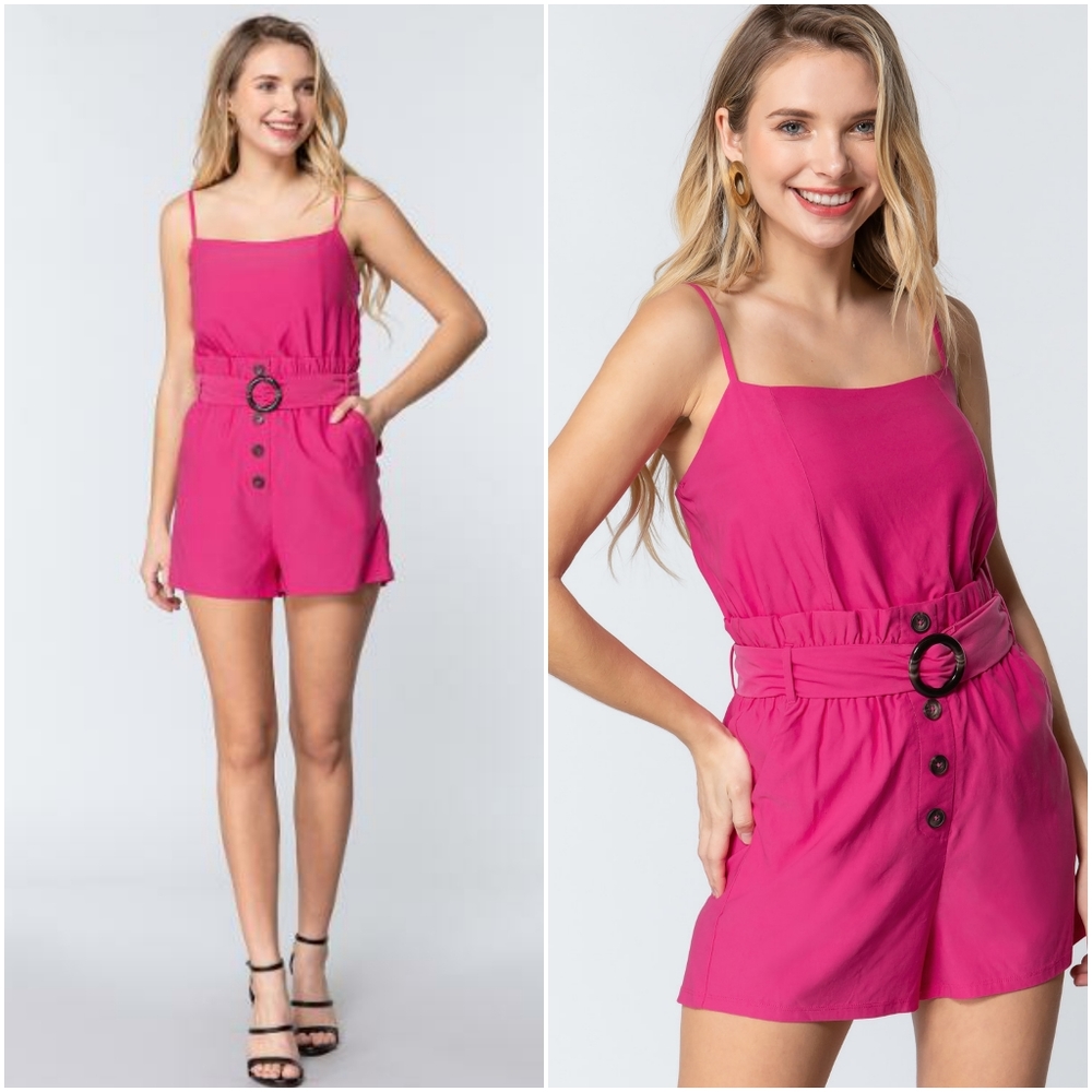 Utility Chic Hot Pink Romper - Picture 3 of 7